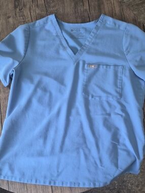 Figs Light Blue V-Neck Scrub Top